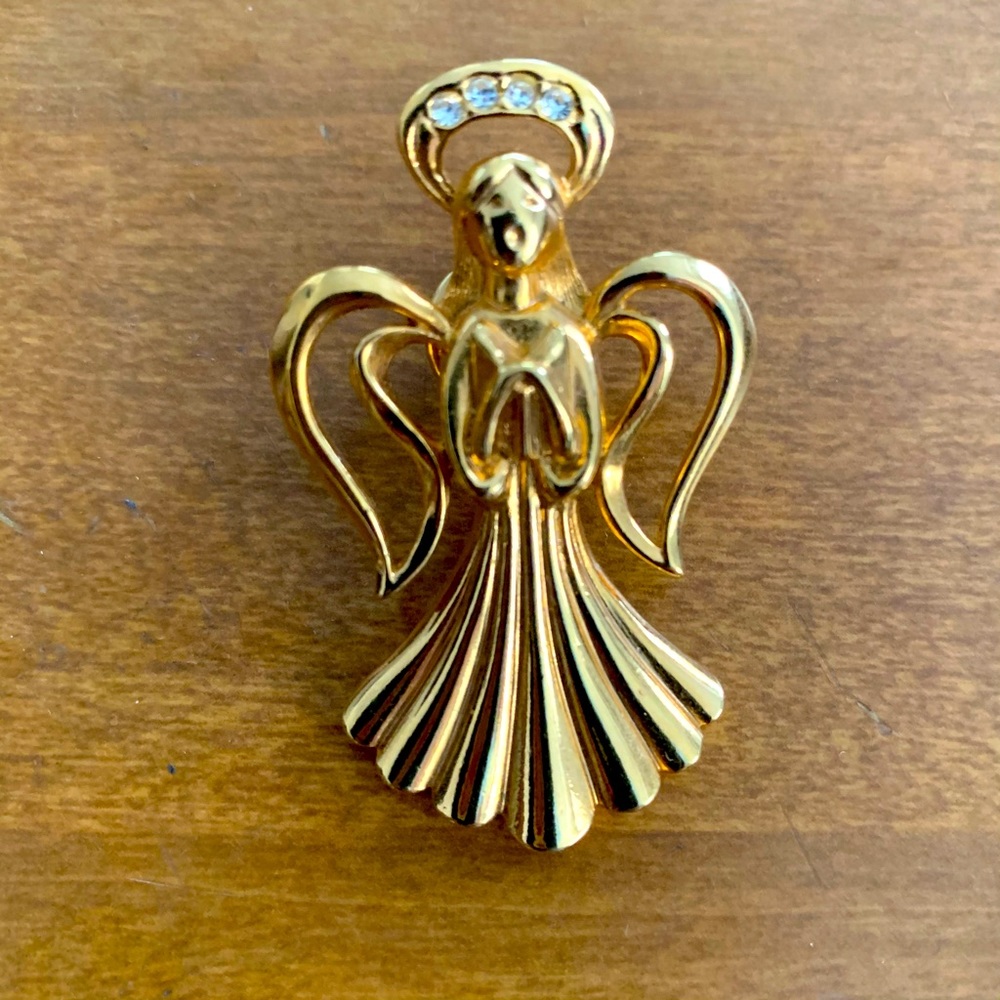 Singing Angel Vintage Brooch, gold
